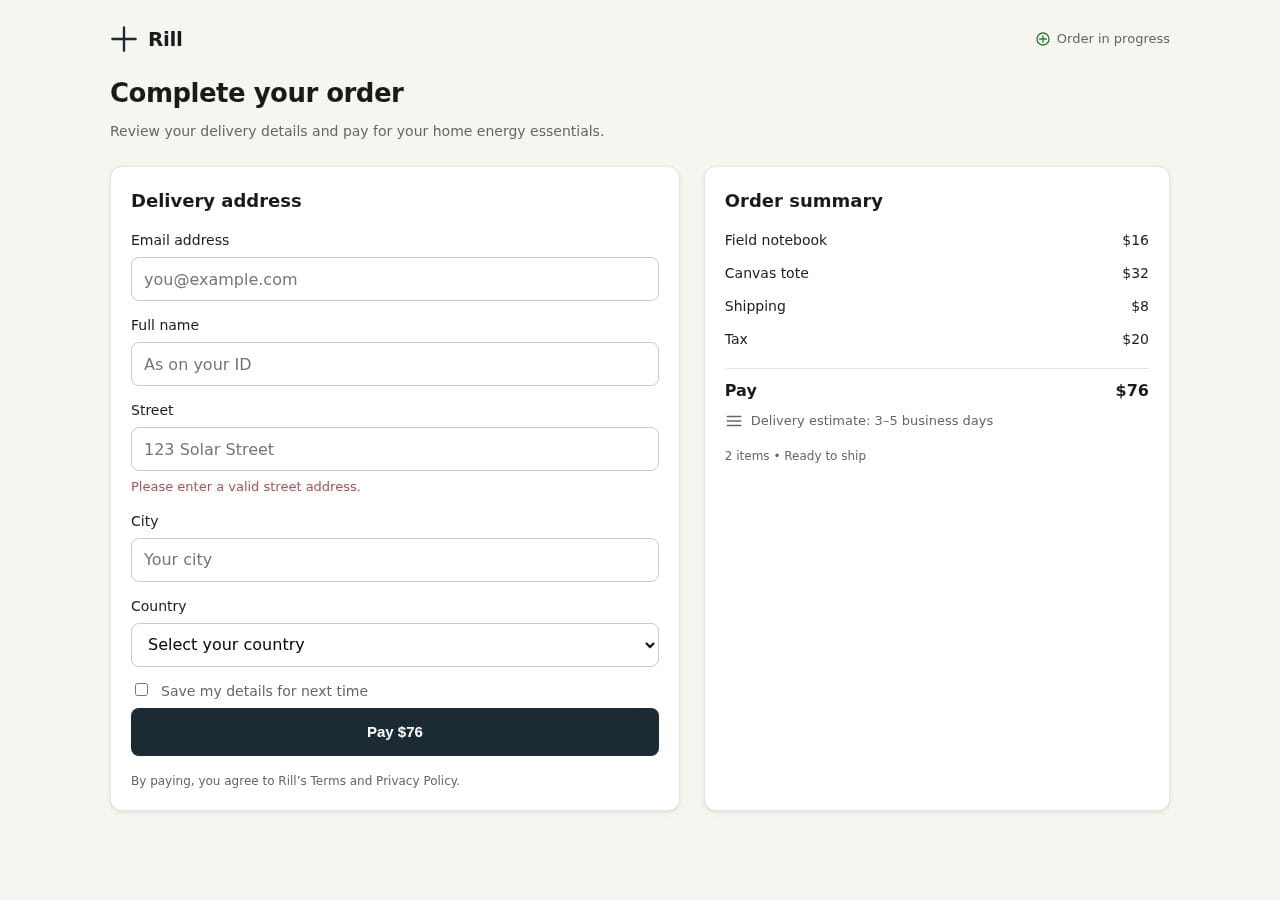 Rill checkout, after training, desktop